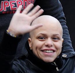 British reality-television personality Jade Goody , who is battling cancer, leaves her home in Upshire, England, Feb. 19, 2009.